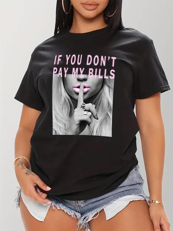 Figure Print Round Neck Streetwear Short Sleeve Crew Neck Casual Top T-Shirts, Hoodie, Sweatshirt - T-Shirt, Sweatshirt, Hoodie