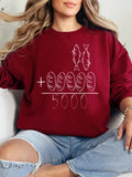 Fish & Bread & Number Print Crew Neck Casual Long Sleeve Fall & Winter Clothes Daily T-Shirts, Hoodie, Sweatshirt - T-Shirt, Sweatshirt, Hoodie