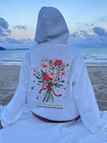 Floral & Letter Print Drop Shoulder Casual Drawstring Pocket Hooded Daily Outdoor Clothes All Seasons T-Shirts, Hoodie, Sweatshirt - T-Shirt, Sweatshirt, Hoodie