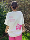 Floral & Letter Print Drop Shoulder Casual Half Sleeve Round Neck Summer Clothes Daily T-Shirts, Hoodie, Sweatshirt - T-Shirt, Sweatshirt, Hoodie