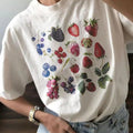 Fruit Print Drop Shoulder Casual Half Sleeve Round Neck Summer Top Daily T-Shirts, Hoodie, Sweatshirt - T-Shirt, Sweatshirt, Hoodie