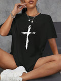 Print Round Neck Summer Clothes Casual Drop Shoulder Half Sleeve Summer Clothes Daily T-Shirts, Hoodie, Sweatshirt - T-Shirt, Sweatshirt, Hoodie