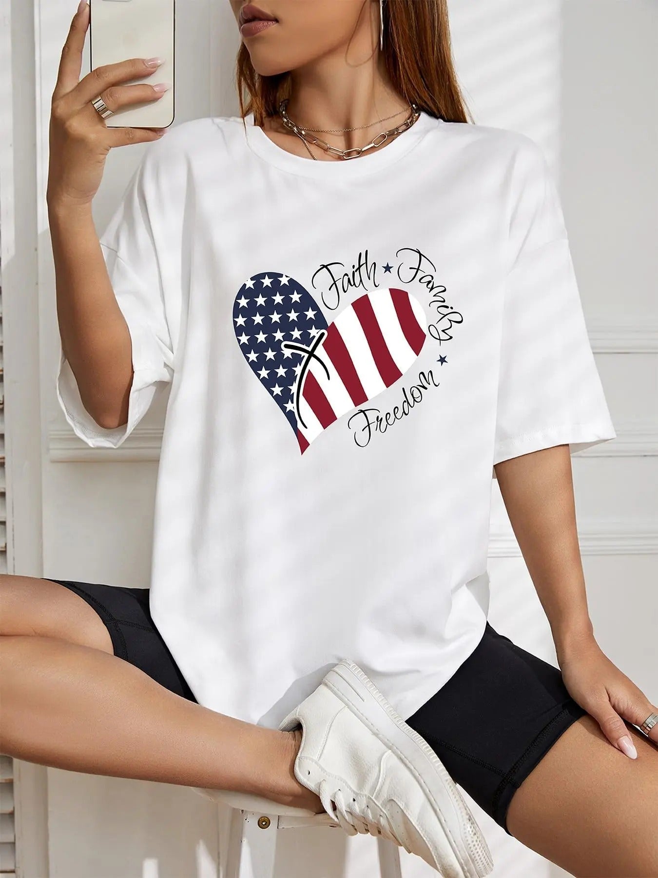Round Neck Half Sleeve Summer Clothes Casual Crew Neck Daily Vacation Outdoor Tops Summer T-Shirts, Hoodie, Sweatshirt - T-Shirt, Sweatshirt, Hoodie