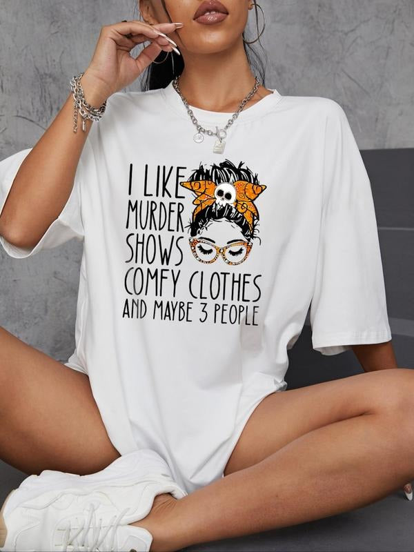 Round Neck Casual Letter Print Half Sleeve Daily Vacation Outdoor Clothes Summer T-Shirts, Hoodie, Sweatshirt - T-Shirt, Sweatshirt, Hoodie