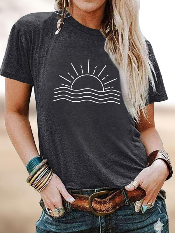 Round Neck Summer Clothes Simple Short Sleeve Crew Neck Comfort Womenswear Lady Casual Summer Clothes Daily T-Shirts, Hoodie, Sweatshirt - T-Shirt, Sweatshirt, Hoodie