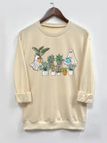 Halloween Ghost & Plants Print Crew Neck Casual Long Sleeve Fall & Winter Clothes Daily T-Shirts, Hoodie, Sweatshirt - T-Shirt, Sweatshirt, Hoodie