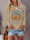 Halloween Pumpkin & Letter Print Casual Long Sleeve Round Neck Daily Clothes All Seasons T-Shirts, Hoodie, Sweatshirt - T-Shirt, Sweatshirt, Hoodie