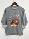 Halloween Pumpkin Print Round Neck Casual Long Sleeve Crew Neck Spring & Fall Top Daily T-Shirts, Hoodie, Sweatshirt - T-Shirt, Sweatshirt, Hoodie
