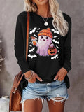 Halloween Themed Cartoon Ghost Print Round Neck Cute Casual Long Sleeve Daily Fall & Winter Clothes T-Shirts, Hoodie, Sweatshirt - T-Shirt, Sweatshirt, Hoodie