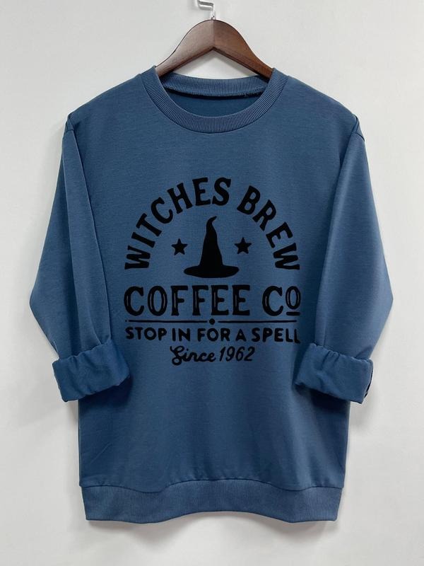 Halloween Themed Letter Print Round Neck Casual Long Sleeve Crew Neck Fall & Winter Clothes Daily T-Shirts, Hoodie, Sweatshirt - T-Shirt, Sweatshirt, Hoodie