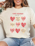 Heart & Letter Print Round Neck Casual Crew Neck Daily Vacation Outdoor Clothes Spring T-Shirts, Hoodie, Sweatshirt - T-Shirt, Sweatshirt, Hoodie