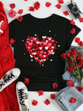 Heart Print Round Neck Casual Short Sleeve Daily Summer Clothes T-Shirts, Hoodie, Sweatshirt - T-Shirt, Sweatshirt, Hoodie