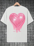 Heart Print Round Neck Casual Short Sleeve Daily T-Shirts, Hoodie, Sweatshirt - T-Shirt, Sweatshirt, Hoodie
