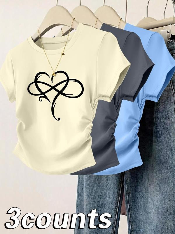 Heart Print Casual Short Sleeve Daily Clothes All Seasons Topstyle{N002}3 T-Shirts, Hoodie, Sweatshirt - T-Shirt, Sweatshirt, Hoodie