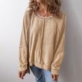 Knit Waffled Loose Patchwork Long Sleeve Crew Neck Streetwear T-Shirts, Hoodie, Sweatshirt - T-Shirt, Sweatshirt, Hoodie