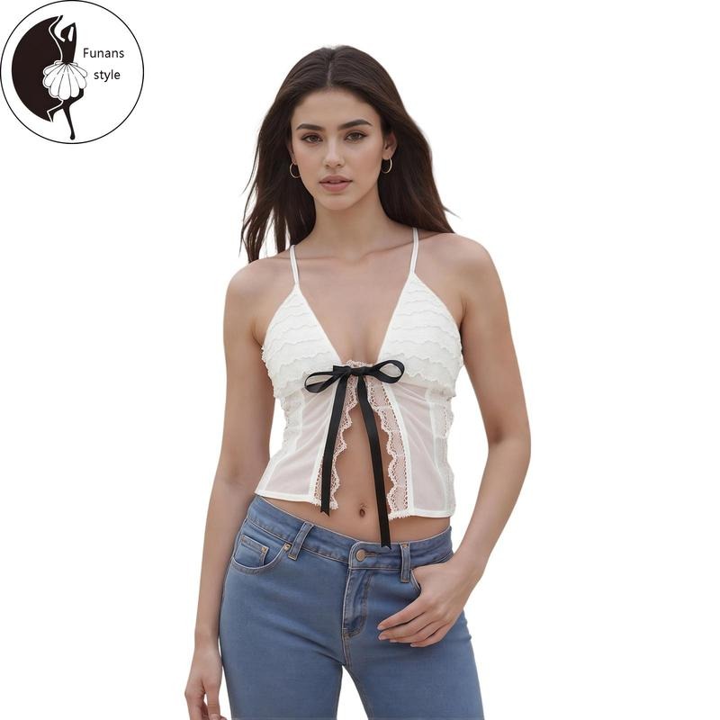 LaceCropped Camisole Spaghetti Strap Tiered Ruffled Show Navel Tops T-Shirts, Hoodie, Sweatshirt - T-Shirt, Sweatshirt, Hoodie