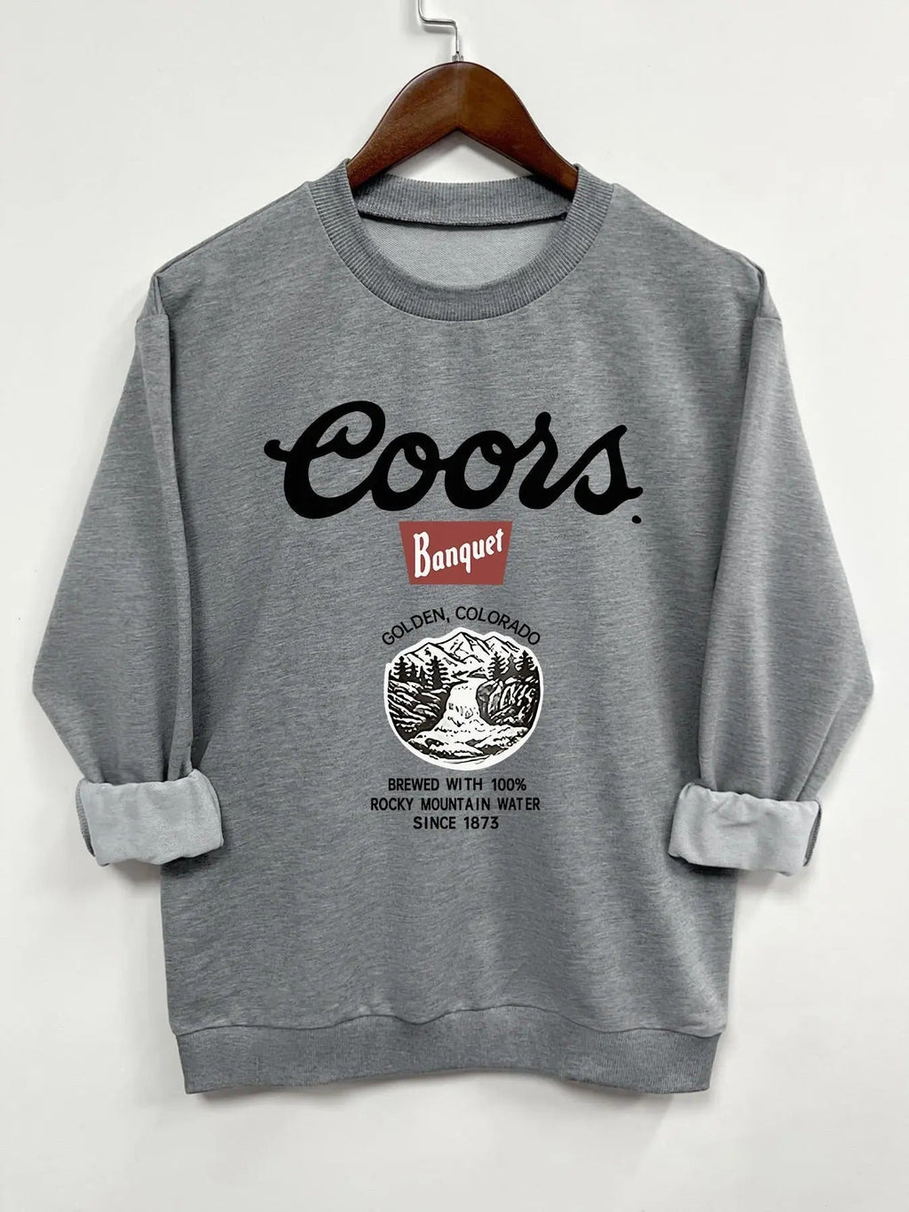 Landscape & Letter Print Round Neck Casual Long Sleeve Crew Neck Spring & Fall Top Daily T-Shirts, Hoodie, Sweatshirt - T-Shirt, Sweatshirt, Hoodie