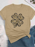 Leopard & Plants Print Round Neck Casual Crew Neck Daily Vacation Outdoor Clothes All Seasons T-Shirts, Hoodie, Sweatshirt - T-Shirt, Sweatshirt, Hoodie