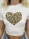 Leopard Print Round Neck Casual Crew Neck Daily Vacation Outdoor Clothes Summer T-Shirts, Hoodie, Sweatshirt - T-Shirt, Sweatshirt, Hoodie