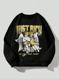 Letter & Angel Print Drop Shoulder Casual Long Sleeve Round Neck Spring & Fall Clothes Daily T-Shirts, Hoodie, Sweatshirt - T-Shirt, Sweatshirt, Hoodie