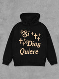 Letter & Cross Print Casual Long Sleeve Hooded Fall & Winter Clothes Daily T-Shirts, Hoodie, Sweatshirt - T-Shirt, Sweatshirt, Hoodie