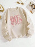 Letter & Figure Print Vintage New Casual Drop Shoulder Long Sleeve Sweats Comfort Tops Lady T-Shirts, Hoodie, Sweatshirt - T-Shirt, Sweatshirt, Hoodie