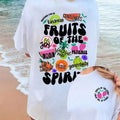 Letter & Fruit Print Drop Shoulder Casual Crew Neck Daily Outdoor Summer Clothes T-Shirts, Hoodie, Sweatshirt - T-Shirt, Sweatshirt, Hoodie