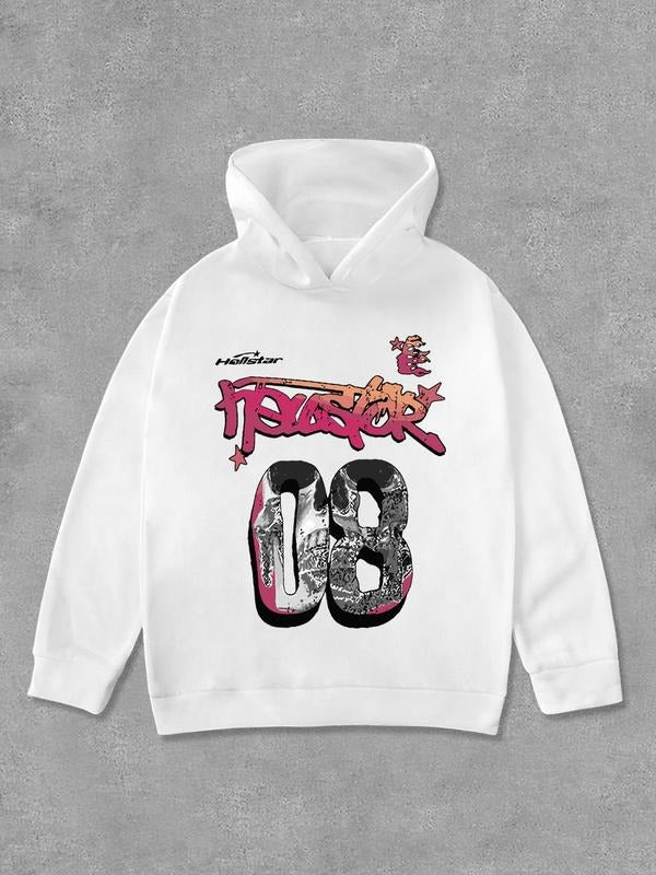 Letter & Graffiti Print Casual Long Sleeve Hooded Daily Outdoor Fall & Winter T-Shirts, Hoodie, Sweatshirt - T-Shirt, Sweatshirt, Hoodie