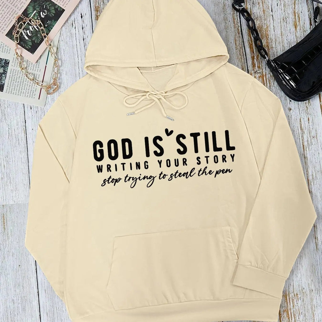 Letter & Heart Print Drop Shoulder Casual Drawstring Pocket Hooded Daily Outdoor Fall & Winterstyle{N002}2 T-Shirts, Hoodie, Sweatshirt - T-Shirt, Sweatshirt, Hoodie
