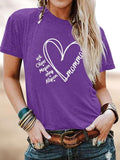 Letter & Heart Print Round Neck Casual Short Sleeve Crew Neck Daily Clothes All Seasons Top T-Shirts, Hoodie, Sweatshirt - T-Shirt, Sweatshirt, Hoodie