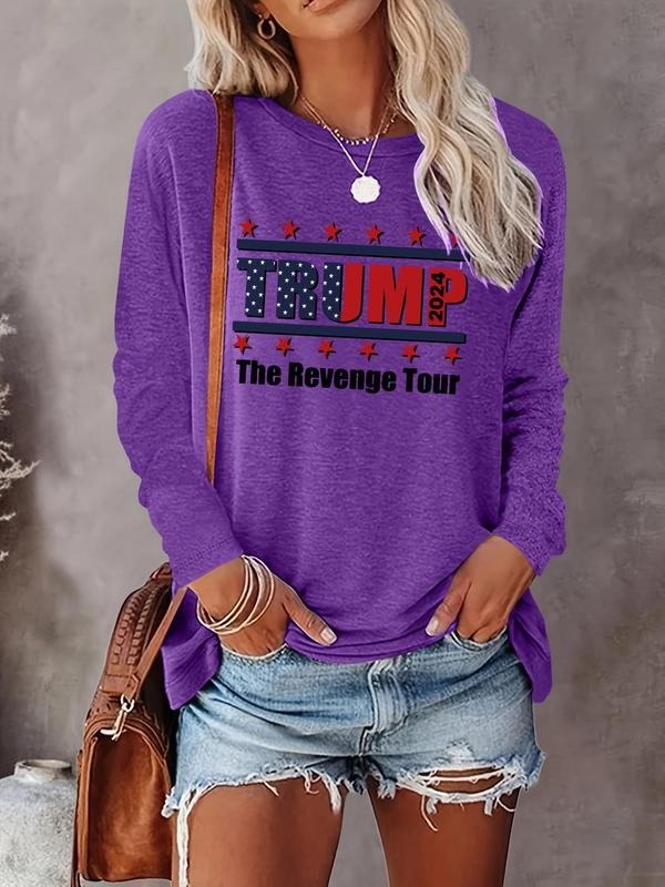 Letter Print Round Neck Casual Crew Neck Daily Vacation Outdoor Tops All Seasons T-Shirts, Hoodie, Sweatshirt - T-Shirt, Sweatshirt, Hoodie