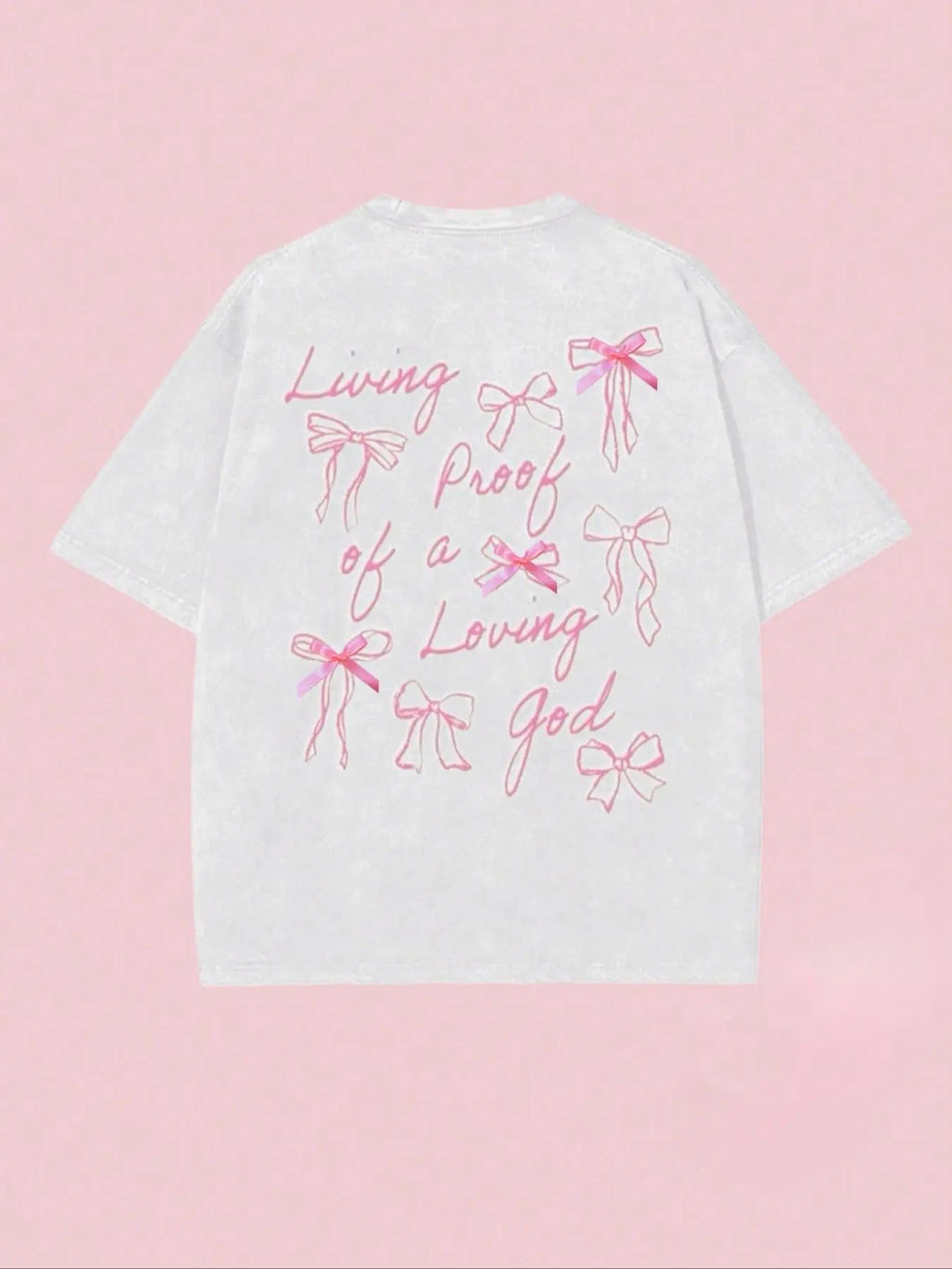 Letter Bow Decor Drop Shoulder Casual Short Sleeve Round Neck Summer Top Daily T-Shirts, Hoodie, Sweatshirt - T-Shirt, Sweatshirt, Hoodie