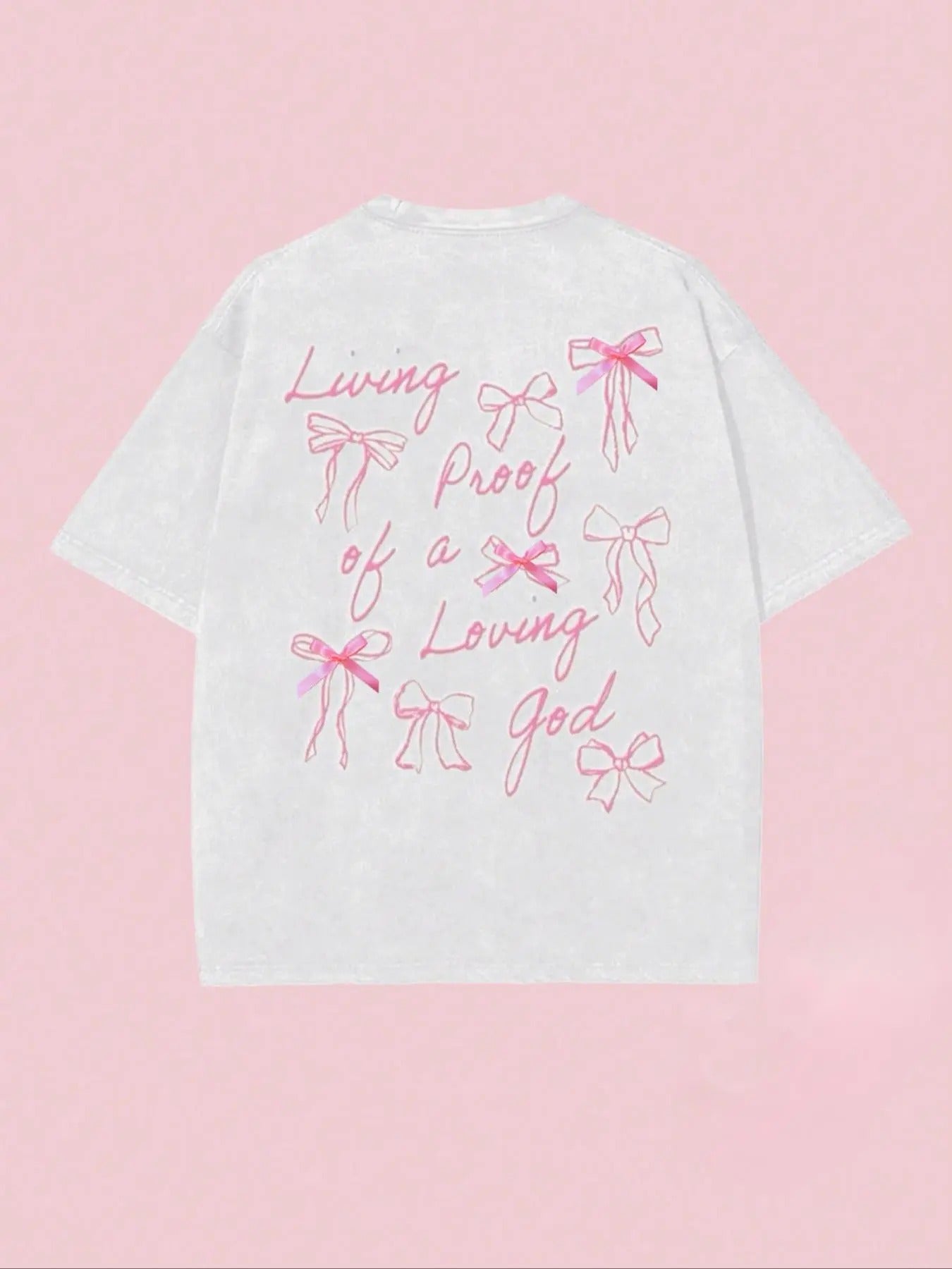 Letter Bow Decor Drop Shoulder Casual Short Sleeve Round Neck Summer Top Daily T-Shirts, Hoodie, Sweatshirt - T-Shirt, Sweatshirt, Hoodie