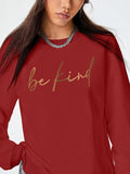 Letter Print Crew Neck Casual Drop Shoulder Long Sleeve Fall & Winter Clothes Daily Wearstyle{N002}2 T-Shirts, Hoodie, Sweatshirt - T-Shirt, Sweatshirt, Hoodie