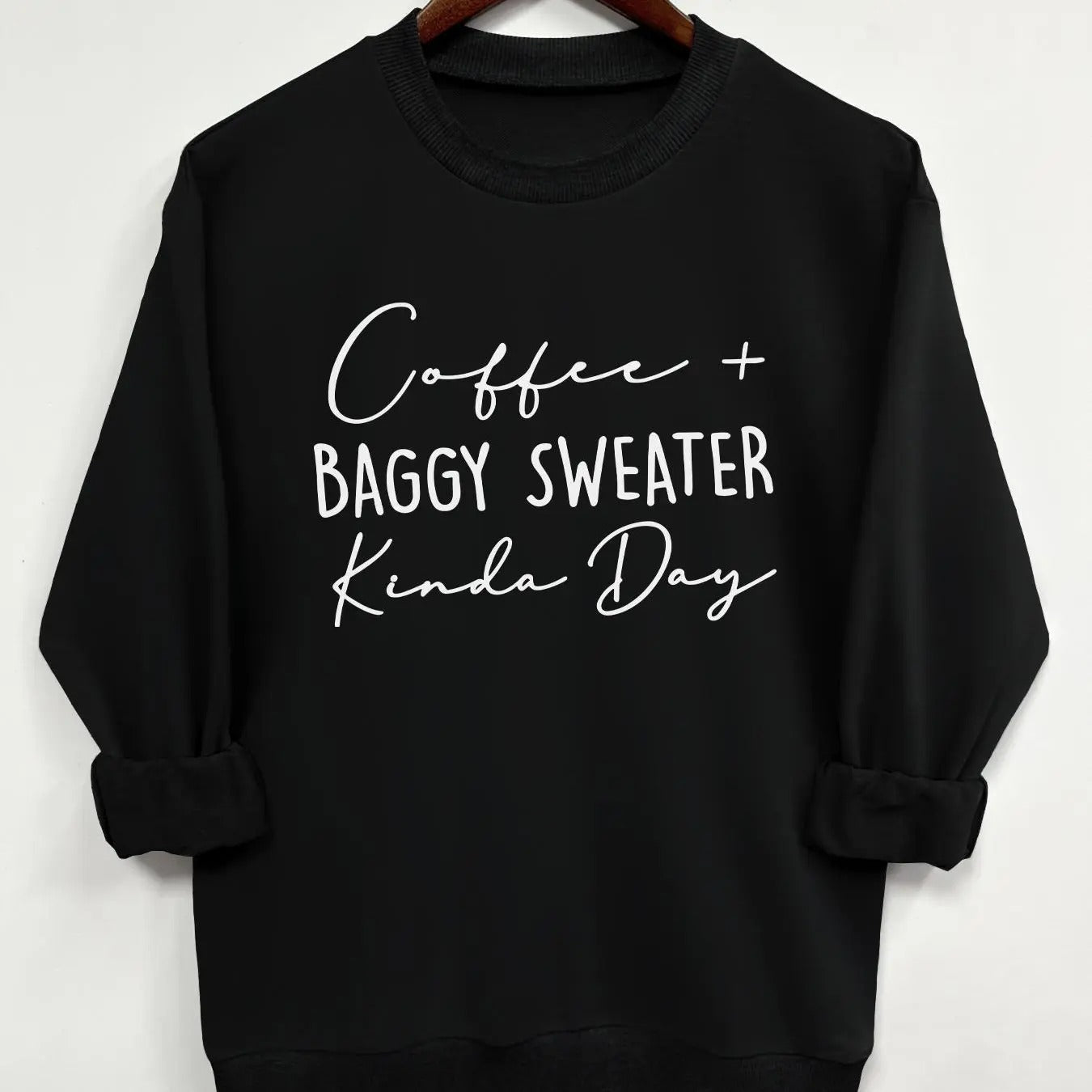 Letter Print Crew Neck Casual Long Sleeve Daily All Seasons T-Shirts, Hoodie, Sweatshirt - T-Shirt, Sweatshirt, Hoodie