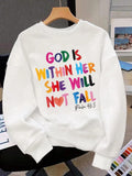 Letter Print Crew Neck Casual Long Sleeve Fall & Winter Clothes Daily T-Shirts, Hoodie, Sweatshirt - T-Shirt, Sweatshirt, Hoodie
