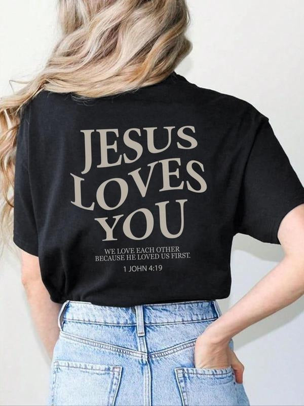 Letter Print Crew Neck Casual Short Sleeve Daily Summer Clothes T-Shirts, Hoodie, Sweatshirt - T-Shirt, Sweatshirt, Hoodie