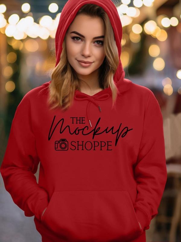 Letter Print Drawstring Pocket Casual Long Sleeve Hooded Fall & Winter Clothes Daily Wearstyle{N002}4 T-Shirts, Hoodie, Sweatshirt - T-Shirt, Sweatshirt, Hoodie