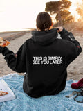 Letter Print Drop Shoulder Drawstring Casual Pocket Hooded Daily Fall & Winter Clothes T-Shirts, Hoodie, Sweatshirt - T-Shirt, Sweatshirt, Hoodie