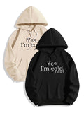 Letter Print Drop Shoulder Casual Drawstring Pocket Hooded Daily Outdoor Fall & Winterstyle{N002}3 T-Shirts, Hoodie, Sweatshirt - T-Shirt, Sweatshirt, Hoodie