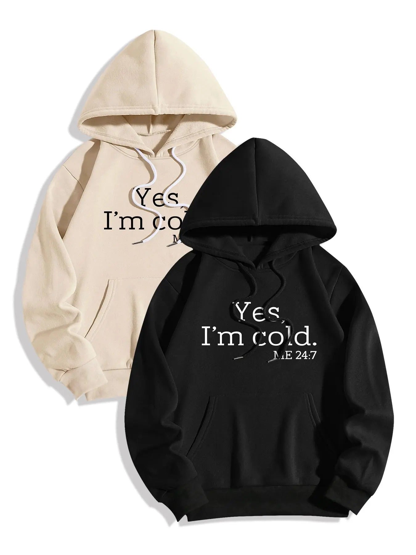 Letter Print Drop Shoulder Casual Drawstring Pocket Hooded Daily Outdoor Fall & Winterstyle{N002}3 T-Shirts, Hoodie, Sweatshirt - T-Shirt, Sweatshirt, Hoodie