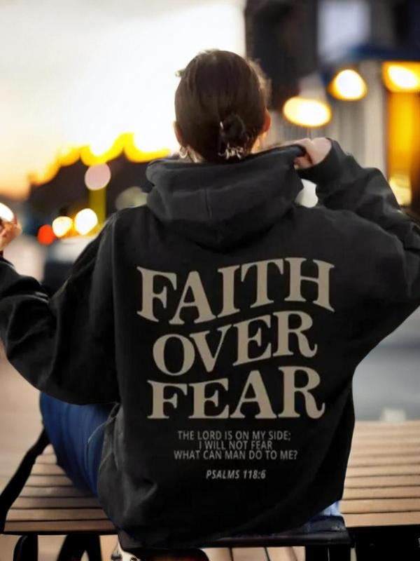 Letter Print Drop Shoulder Long Sleeve Casual Drawstring Pocket Hooded Daily Outdoor Clothes Spring & Fall T-Shirts, Hoodie, Sweatshirt - T-Shirt, Sweatshirt, Hoodie