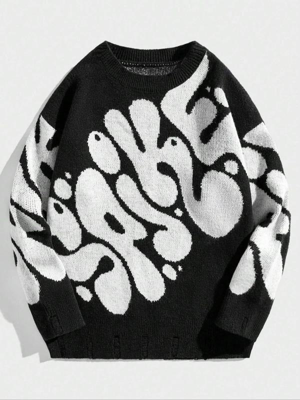Letter Print Drop Shoulder Casual Long Sleeve Round Neck Jumper Fall & Winter ' Knitwear Daily T-Shirts, Hoodie, Sweatshirt - T-Shirt, Sweatshirt, Hoodie