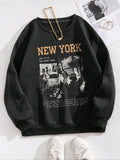 Letter Print Drop Shoulder Casual Long Sleeve Crew Neck Daily Fall & Winter Clothes T-Shirts, Hoodie, Sweatshirt - T-Shirt, Sweatshirt, Hoodie