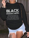 Letter Print Drop Shoulder Casual Round Neck Spring & Fall Clothes Daily T-Shirts, Hoodie, Sweatshirt - T-Shirt, Sweatshirt, Hoodie