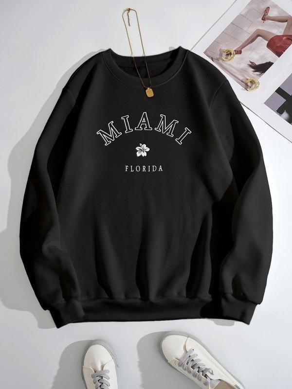 Letter Print Drop Shoulder Casual Round Neck Spring & Fall Clothes Daily Wearstyle{N002}2 T-Shirts, Hoodie, Sweatshirt - T-Shirt, Sweatshirt, Hoodie