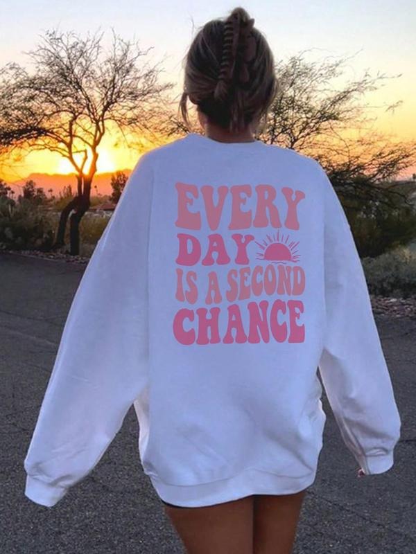 Letter Print Drop Shoulder Casual Long Sleeve Round Neck Daily Clothes All Seasonsstyle{N002}2 T-Shirts, Hoodie, Sweatshirt - T-Shirt, Sweatshirt, Hoodie