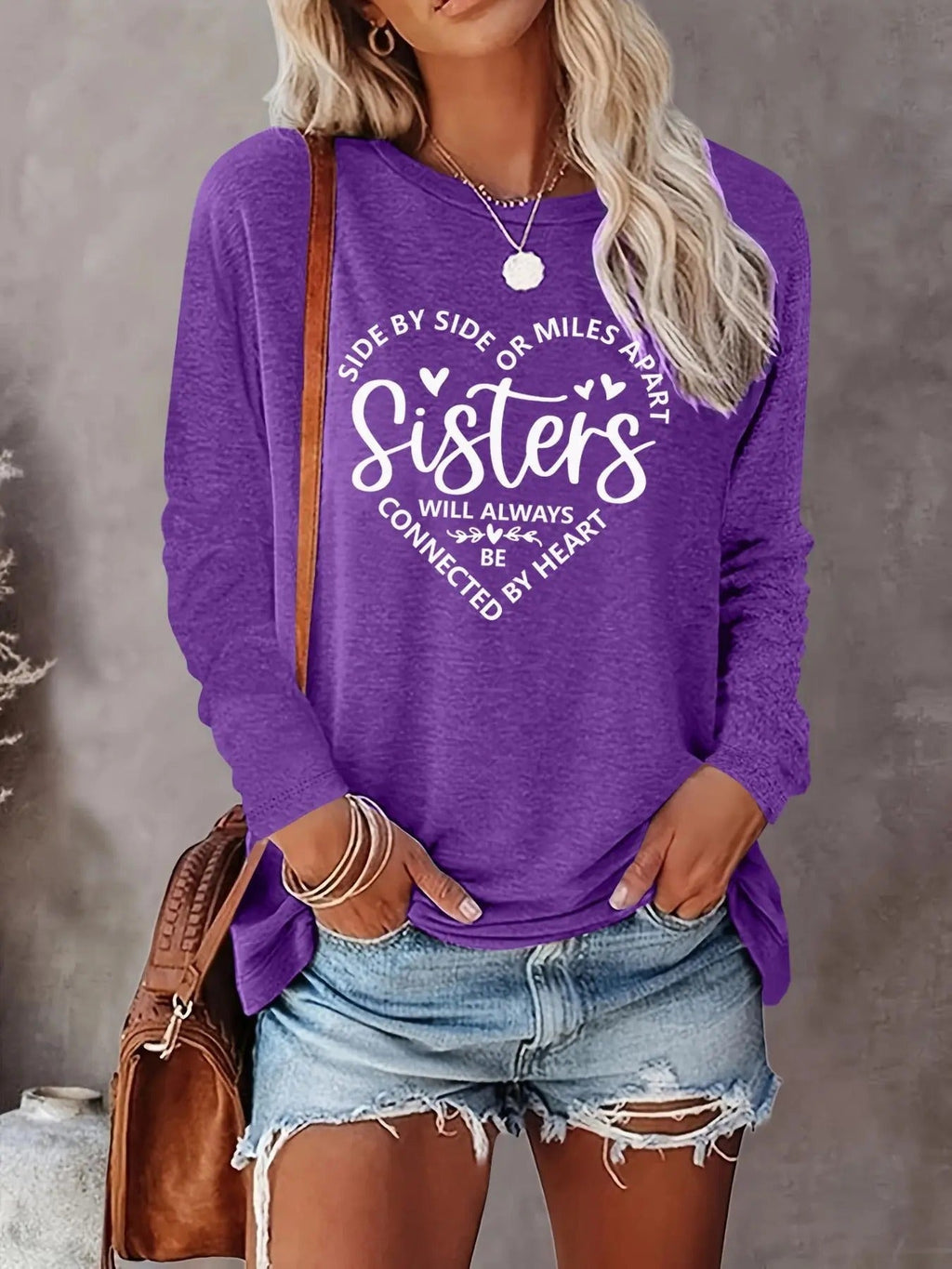 Letter Print Drop Shoulder Casual Long Sleeve Round Neck Fall & Winter Clothes Daily T-Shirts, Hoodie, Sweatshirt - T-Shirt, Sweatshirt, Hoodie
