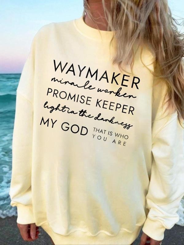 Letter Print Drop Shoulder Casual Long Sleeve Round Neck Fall & Winter Clothes Daily Wearstyle{N002}3 T-Shirts, Hoodie, Sweatshirt - T-Shirt, Sweatshirt, Hoodie