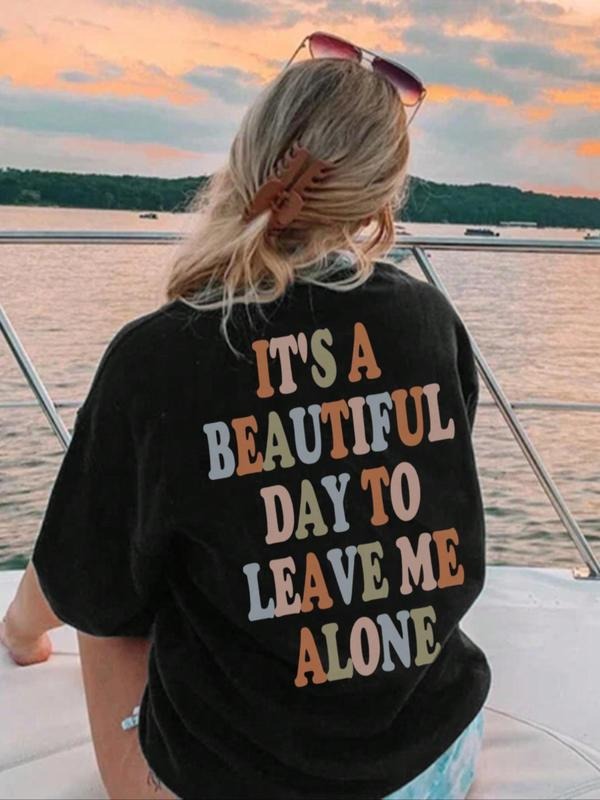 Letter Print Drop Shoulder Casual Streetwear Half Sleeve Round Neck Summer Clothes Daily Wearstyle{N002}2 T-Shirts, Hoodie, Sweatshirt - T-Shirt, Sweatshirt, Hoodie